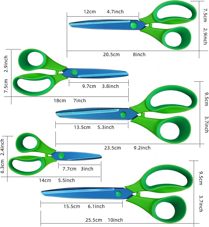 Scissors, Heavy Duty Blue Titanium Plated with Sharp Stainless Steel Blades, Comfort Grip Handles, Multipurpose for School, Home, Office, Art, Craft, Sewing, 5 Pack