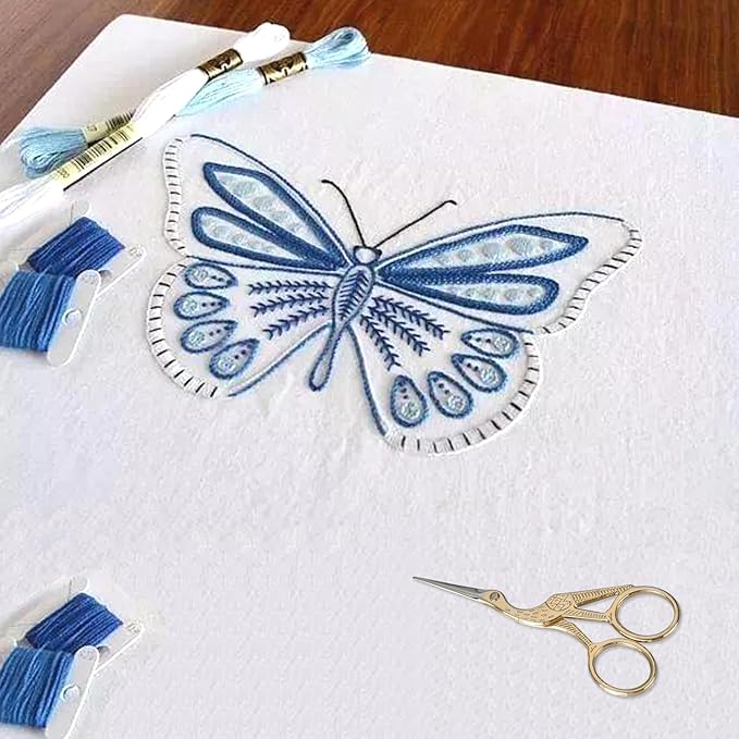 BIHRTC Small Craft 4.5Inch Embroidery Scissors with Artificial Leather Cover Stainless Steel Tip Bird Stork Scissors Shears for Sewing Crochet Embroidery Paper Art Work