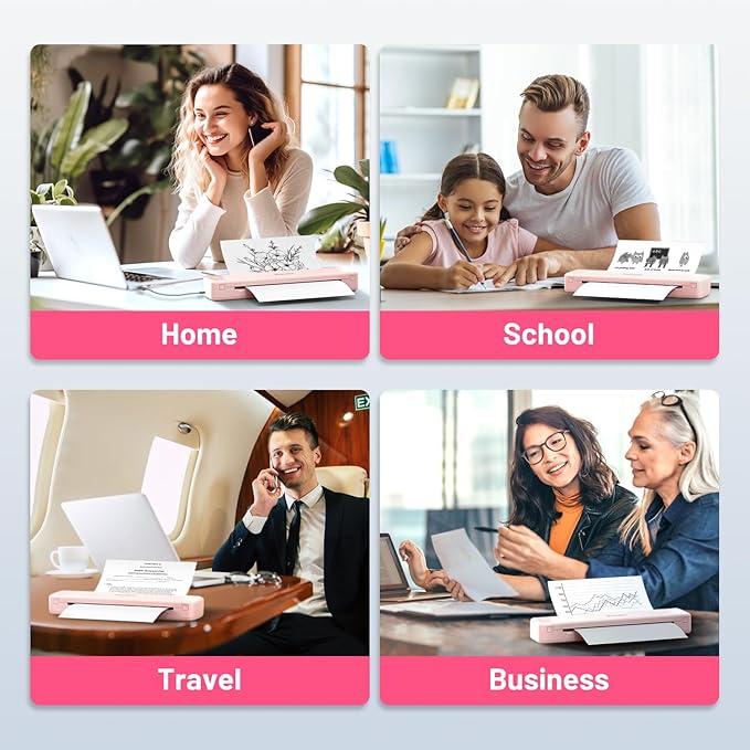 Phomemo P831 Portable Printers Wireless for Travel - 300 DPI Bluetooth Thermal Printer Support 8.5x11 US Letter & A4 Regular Copy Paper, Inkless Printer Compatible with Mobile & Laptop for Home Office