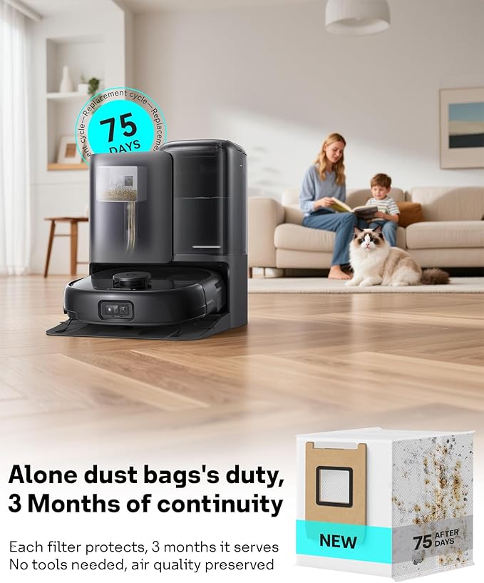 Leemone 12 Pack E25 E28 Dust Bags Compatible with eufy Omni Robot Vacuum E25 E28, 4 Layer Filtration System with Activated Carbon Fabric