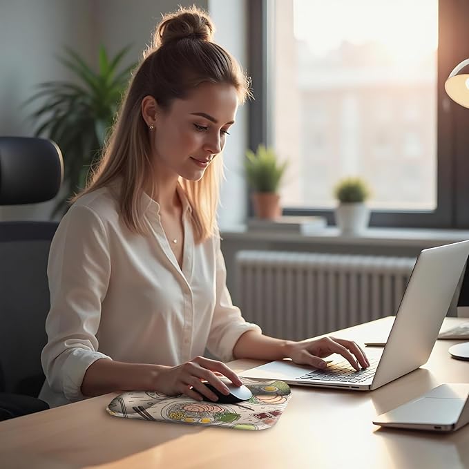 Ergonomic Mouse Pad with Gel Wrist Rest (1"& 1.2" Dual Height) - Mouse Pads Compact Mousepad Desk Mat Office, Gaming & Carpal Tunnel Relief | Non-Slip Rubber Base Japanese Ramen