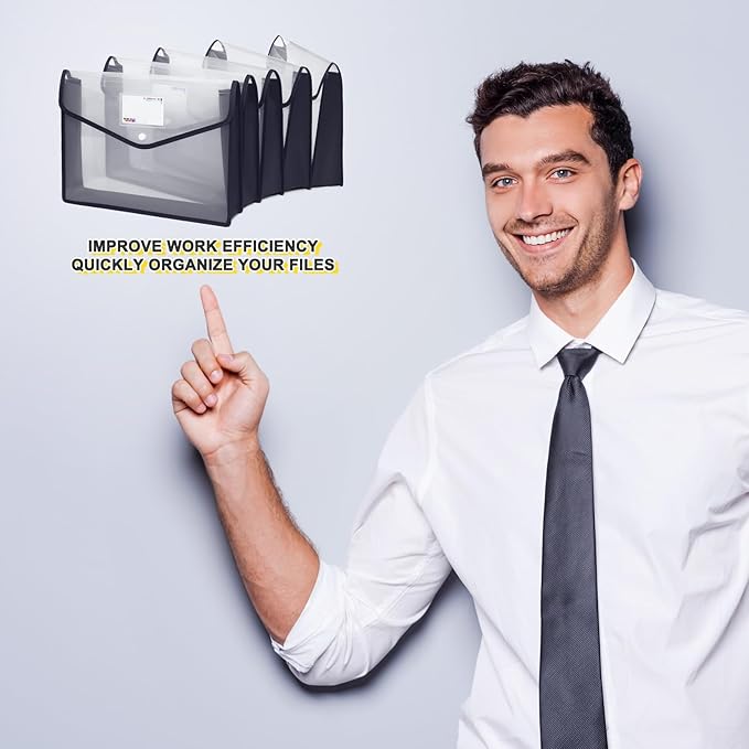 Plastic File Folders, Waterproof Transparent Expandable File Organiser, Portable Large Capacity A4B4 File Wallet for Office/Business/School (5 Pack)