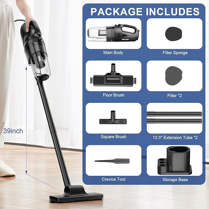 SOWTECH Corded Vacuum Cleaners 20Kpa Powerful Suction Ultra-Light Stick Vacuum for Hard Floor Pet Hair Vacuum