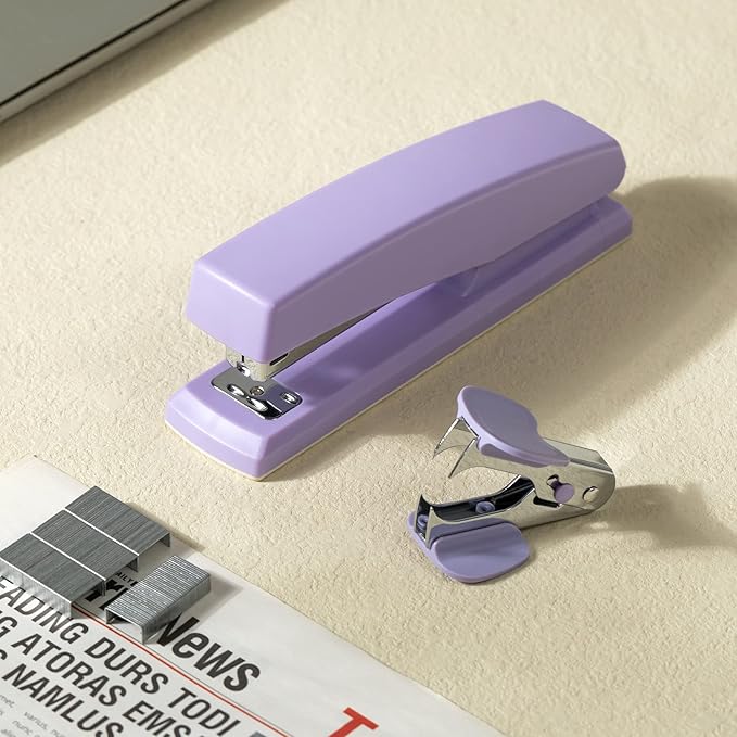 Deli Stapler, Desktop Stapler, Office Staplers, 25 Sheet Capacity, Includes 1000 Staples and Staple Remover, Purple