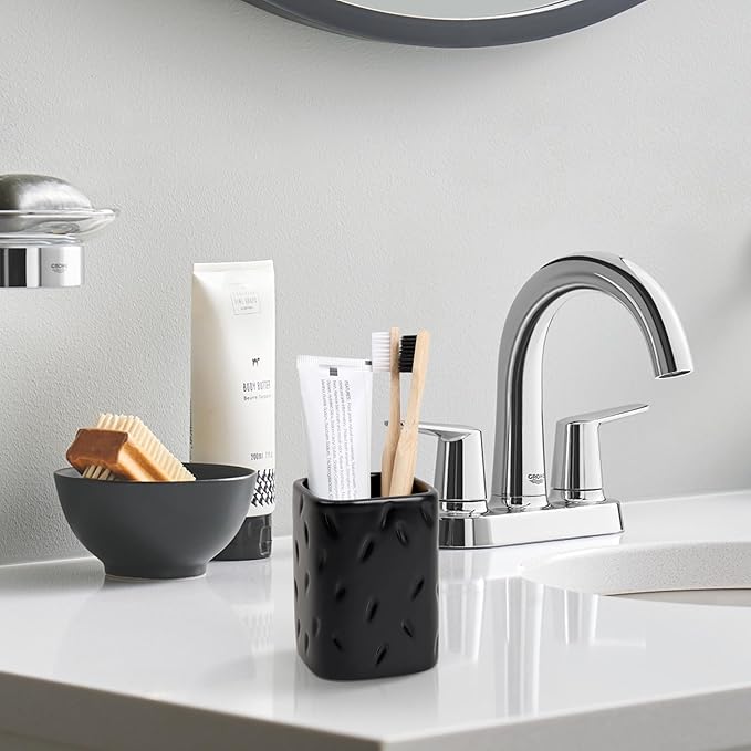 Ceramic Pen Holder for Desk, Makeup Brush Holder, Pencil Holder Stand, Pencil Cup Pot with Raindrop Design, Dual Use Desktop Organizer for Office, Home, School, Vanity