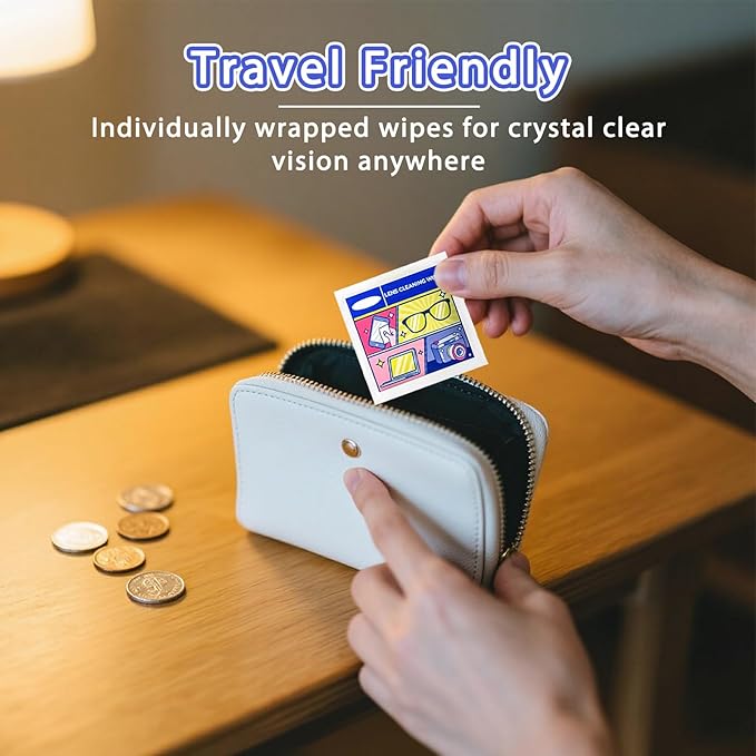 Eye Glasses Cleaner Wipes,Lens Wipes for Glasses/Sunglasses/Eyeglasses,Cleaning Wipes,Lens Wipes Individually Wrapped,Safe for All Lens Surfaces(500PCS)