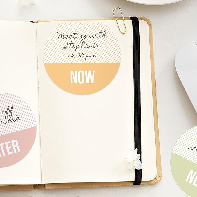 Gotcha Covered Notebooks Now Next Later Sticky Note Pad Assortment/Set Of 3 Round Flat Top Colorful Note Pads / 3.5" Productivity Sticky Notes / 50 Sheets Per Pad/Made In USA