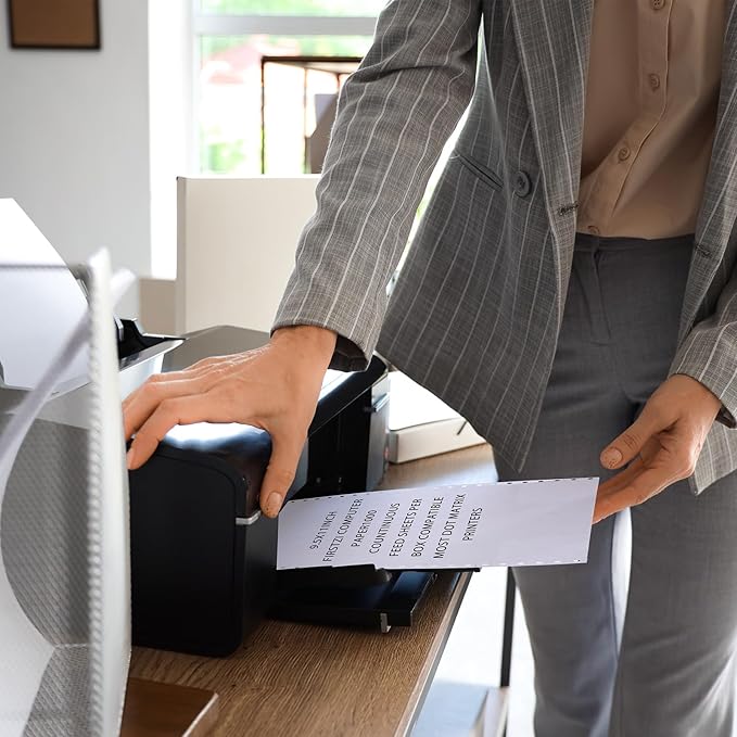 2000 Counts Continuous Feed Computer Paper Bulk 9-1/2'' x 11'' 2 Part Fanfold Left and Right Margin Perforated Carbonless Dot Matrix Printers Computer Plain Copy Paper White/pink Color