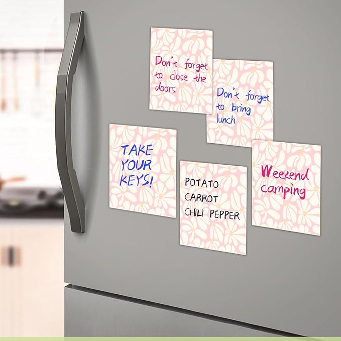 2 Pack Sticky Notes 3x3 Inches, Bright Cute Strong Sticking Power, Easy to Post for Home, Office, 80sheets/Pads, Pink Daisy