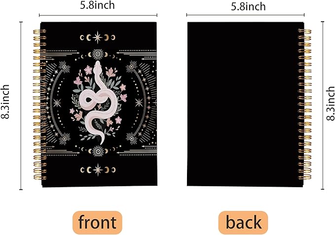 Mystical Celestial Snake Witchy Notebook - Witch Journal, Witchy Gifts for Women, Witch Stuff, Moon Phase Journal, Aesthetic Notebook for Women, Gifts for Snake Lovers Spiral Notebook 5.5x8.3