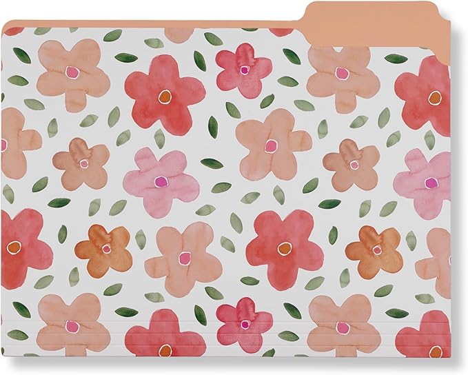 Steel Mill & Co Cute File Folders, Set of 9, Document Organizer for Filing Cabinet, Decorative Letter Size Files, Full Posey/Scattered Posey/Bold Floral
