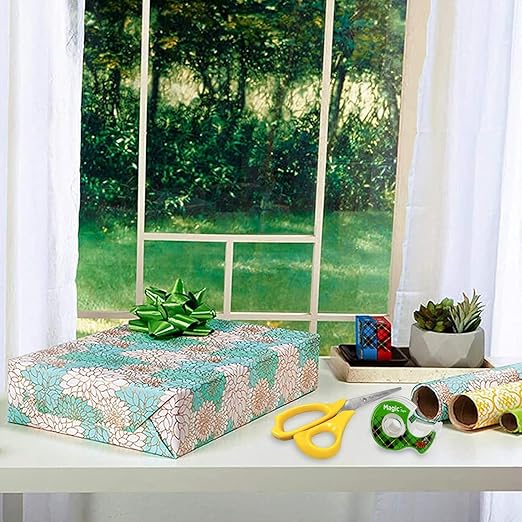 Magic Tape 3 Packs Clear Tape, Magic Tapes with Dispensers, Invisible Tape 1/2 x 450 Inches, and a 8 Inch All Purpose Scissors (Gift Pack)