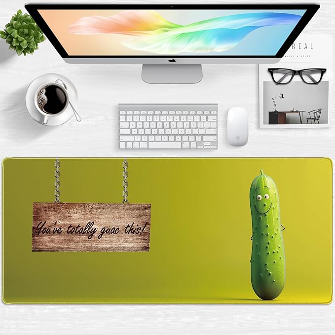 Cute Pattern & Funny Text Mouse Pad, 35.4x15.7in Extra Large Mousepad, Waterproof & Soft Comfort Surface Full Desk Mouse Pad Keyboard Mat, Multi-Functional Desk Mat for Office Home Gaming