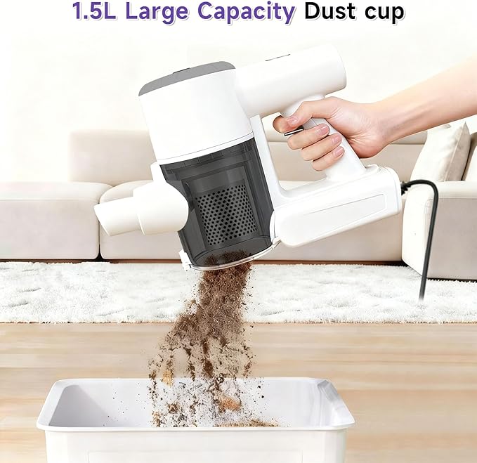 POMBEU Corded Stick Vacuum Cleaner, Hardwood Floor Vacuum, 600W Powerful Hard Floor Vacuum Cleaners, Powerful Upright Corded Vacuum Cleaner Suitable for Hair, Pet Hair, Wood Floors, Tile Floors Dorm