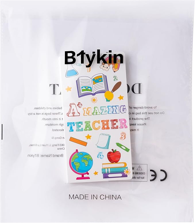 B1ykin Sticky Notes Set, Cartoon Theme Cute Self-Stick Notes Pad Teacher Appreciation Gifts, Self-Adhesive Writing Memo Pages Sticky to Do Notepad Thank You Gift for School Classroom (A+ Teacher)