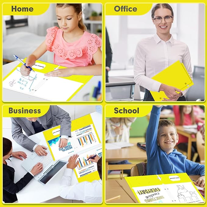 Two Pocket Portfolio Folders, PANDRI 60 Pack 3 Hole Punched 2 Pocket Folders for 3 Ring Binder, Letter Size Paper File Folder for School Office Home Business, Yellow