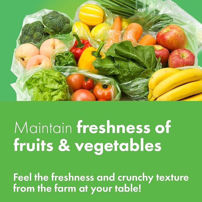 Green, Food Storage Bags, 14.17" 18.11" 100bags, Keep Fresh Produce Bags, Food Saver Storage for Fruits, Vegetables, BPA FREE, HDPE, Green color bag, Plastic Bread Bags, Eco-Friendly