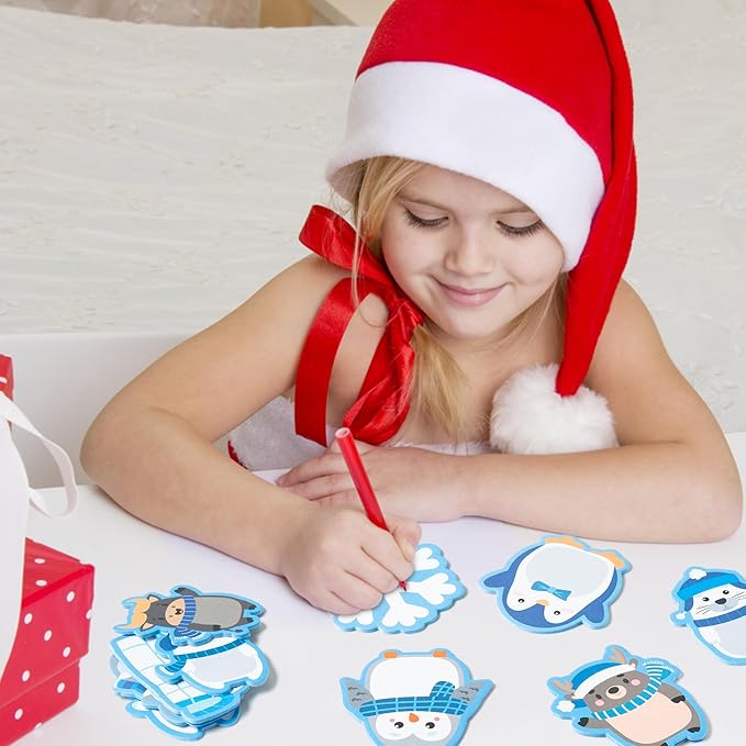 ANGOLIO 30Pcs Polar Animals Sticky Notes - Cute Arctic Theme Memo Pads for Journaling Office Supplies, Winter Animal Design Motivational Notepads