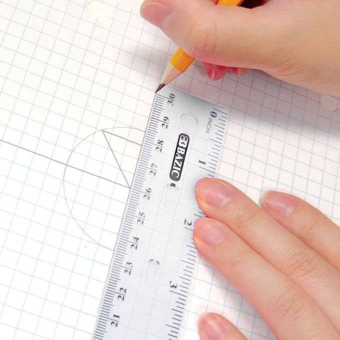 BAZIC Plastic Clear Rulers 12 inch (30cm), Inches Centimeter Metric Ruler Measuring Long Ruler, Straight Edge Ruler for Students School Supplies, 288-Pack