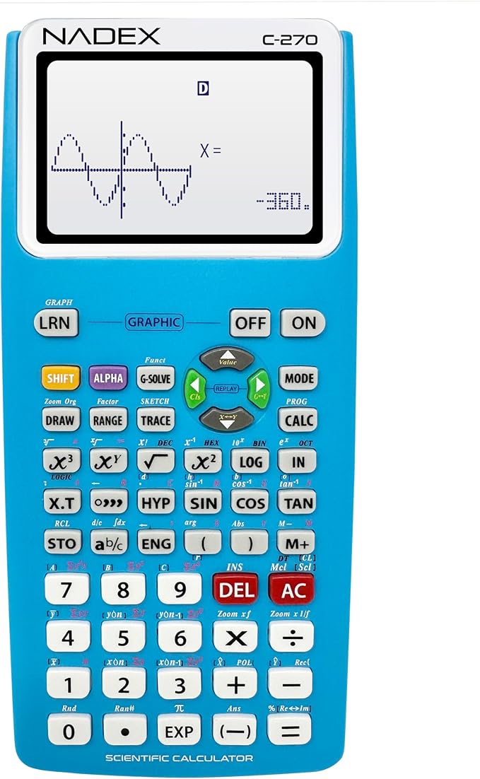 Scientific Calculator with Graph Functions for College and High School Students, Engineering, Advanced Mathematics, Calculus, Algebra, Geometery, Trigonometry, Statistics, Physics, Chemistry, Blue