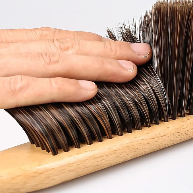 Counter Duster with Wood Handle, Hand Broom,Horse Hair Brush,Dust Brush,Used for Counter, Furniture, Drafting, Patio, Fireplace Cleaning