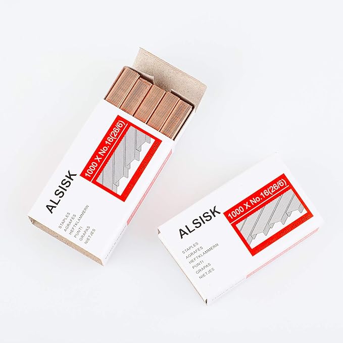 Alsisk Standard Staples,1/4 Inch Length,6 Boxes-6000pcs, Rose Gold