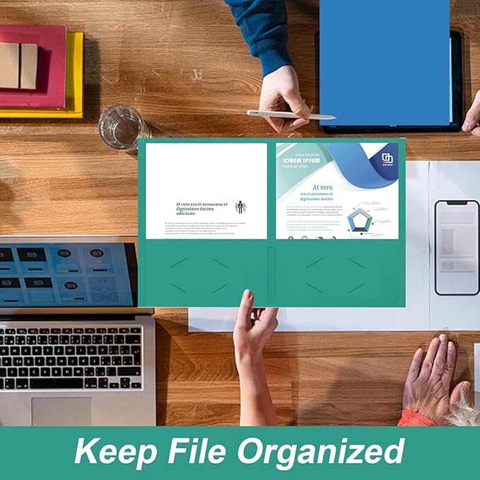 Two Pocket Folders, RAZCC 75 Pack File Folders with Pockets Fit Letter Size Paper, Thick Paper File Folder for School Office Business Home, Assorted 5 Colors