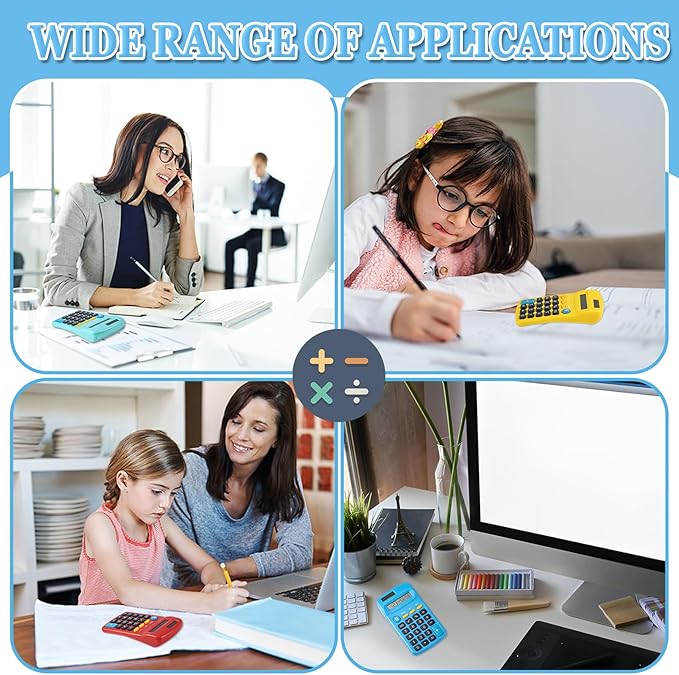 18 Pack Mini Pocket Calculators, Solar & Battery Power, 8 Digit Display, Bulk for Students, Kids, School, Home, Office (9 Colors)