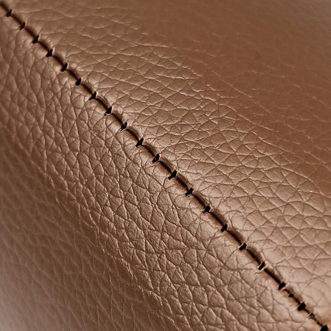 Pen Pencil Holder Cup Container PU Leather Desk Organizer Stand Decor Brush Scissor Holder Decoration Office Desk Home School (3.3" x 3.3" x 4", Brown)