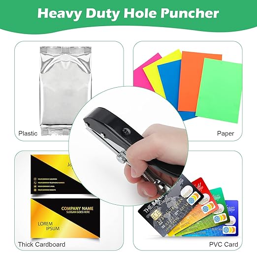 3/8 Inch Single Hole Punch, Windspeed 10 MM Circle Heavy Duty Portable Paper Hole Puncher for Paper Crafts with 5 Pcs Colors Self-Adhesive Stickers