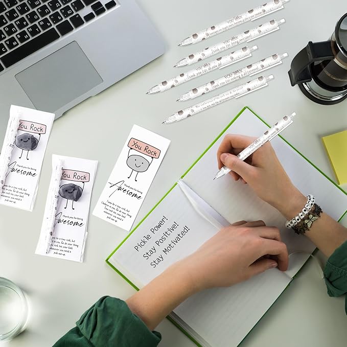 60 Sets Christmas Inspirational Gifts You Rock Pencils Bulk 6 Styles 0.7 mm Mechanical Pencils with Erasers Positive Cards for Xmas Holiday Student Teacher Coworker School Office Supplies