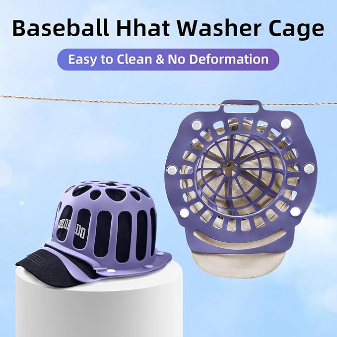 Silicone Hat Washer Cage Hat Cleaner for Baseball Caps, Rust-Proof & Shape-Saving Design,Ball Cap Washer Fit for Adults and Kids Hats Shaper,Flexible and durable,Cap holder,Purple
