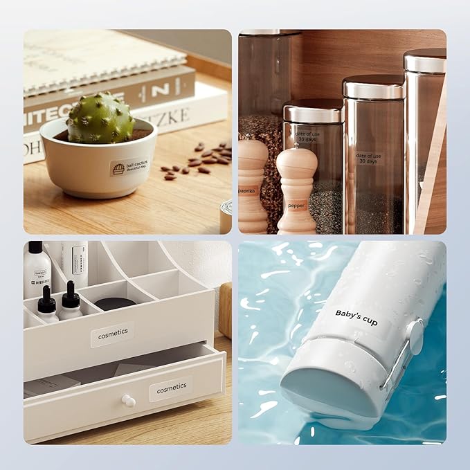 NIIMBOT D11 Label Maker Tape D110 Labels 3Rolls, Self-Adhesive Labeling Tape Replacement 0.47" X 1.18" (12 X 30mm) Thermal Label Refills for Home Office, 630 Labels/3Rolls, White