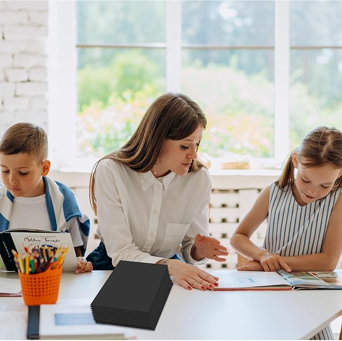 Zzrywuty File Folders with Pockets Letter Size, 50-Pack Paper Folders with Card Slot, Two Pocket Folders for School Students, Businessmen, Home and Office Workers(Black)