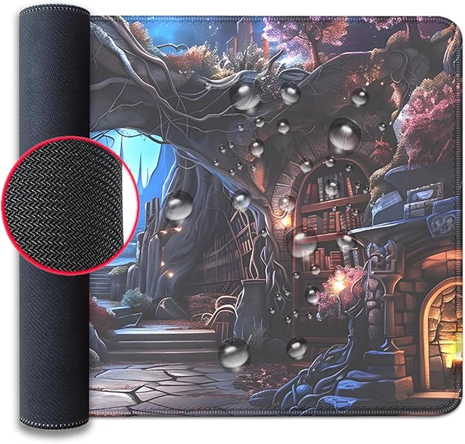 Magic Library Mouse Pad,Mysterious Collection of Books Mousepad Desk Pad with Stitched Edges,Non-Slip Waterproof Rubber Base Mouse Mat Desk Mat for Office Computer Keyboard Laptop Home(27.5x11.8 in)