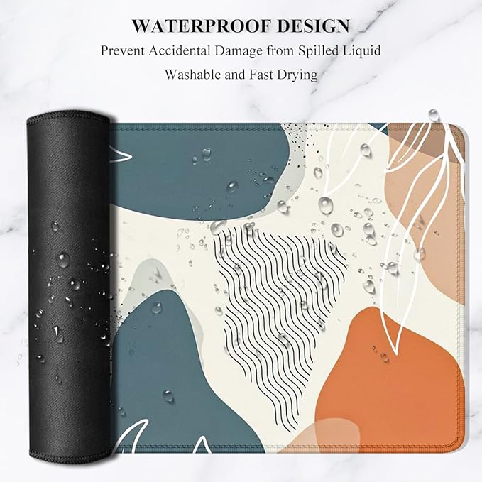 Auhoahsil Large Mouse Pad, XXL Desk Pad, Extened Mousepad 31.5" x 11.8", Non-Slip Rubber Base, Stitched Edges, Superior Surface, Gaming Keyboard Mat, Waterproof Desk Pad, Desert Leaves