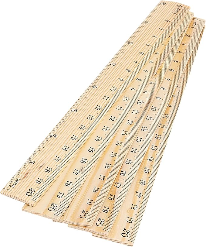 KINJOEK 72 Packs 8 Inch Wooden Rulers Bulk, 20cm Double Sided Pine Wood School Measuring Ruler for Home Student Office Use, 2 Scale