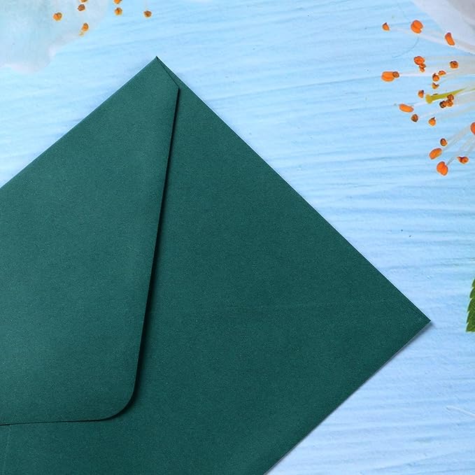 PONATIA 50 PCS/Pack A7 Emerald Green Envelopes, 5.25x7.5'', Perfect For 5x7'' Weddings Invitation Cards, Graduation, Acrylic Invitations, Photos, 5x7'' Envelopes For Invitations