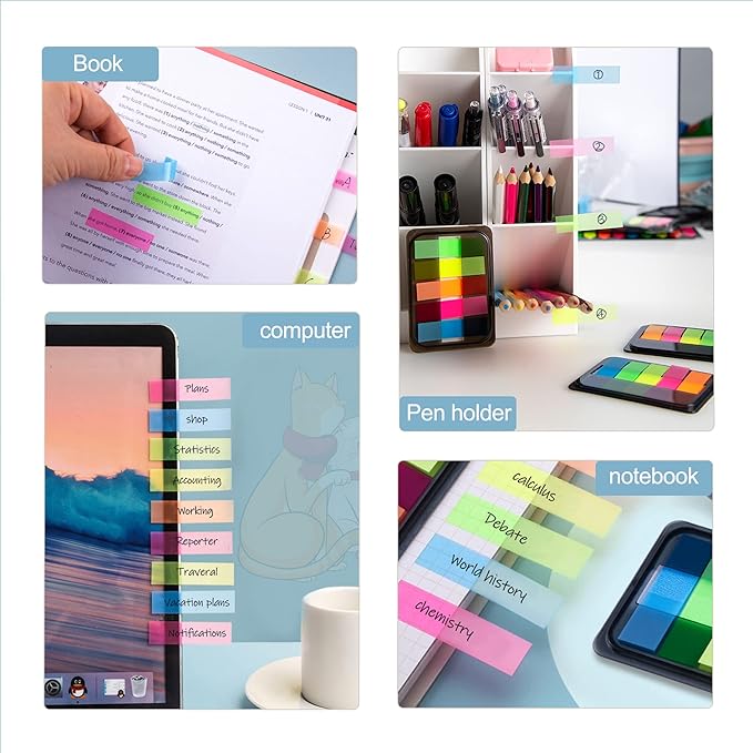 Golcellia 600 Pcs, Transparent Sticky Notes, Page Markers, Book Tabs, Sticky Note Tabs, Sticky Tabs, Page Tabs, Label Stickers, Pop Up Index Tabs, Tabs Flags Stickers