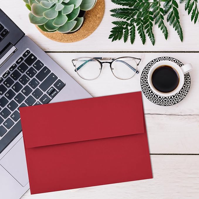 50 Pack Envelopes - A4, 4x6 Red Self Seal - Printable for Wedding, Baby Shower Invitations
