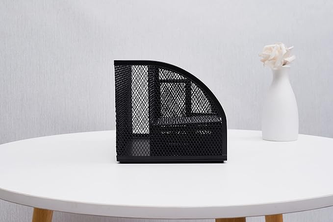 Annova Mesh Desk Organizer Office with 7 Compartments + Drawer/Desk Tidy Candy/Pen Holder/Multifunctional Organizer (Black)