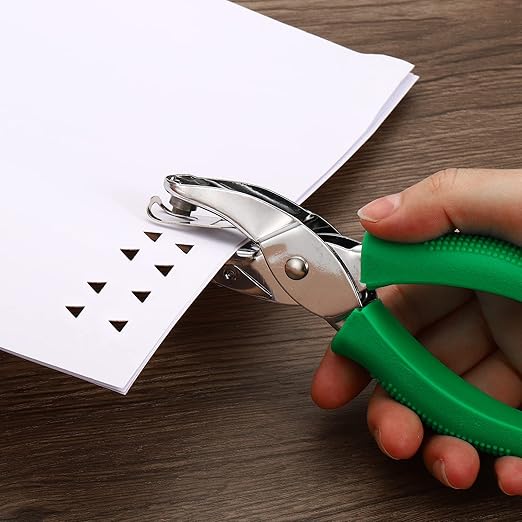 PATIKIL 3/16" Triangle Single Hole Punch, Handheld Hole Puncher with Grip Metal Paper Puncher for DIY Craft Scrapbook Ticket Card, Green