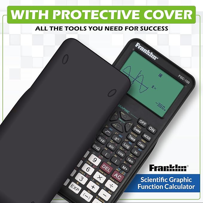 Franklin Scientific Graphing Calculator with 3 Operating Modes - Scientific Calculator Includes 20 Built-in graphs - Ideal for Beginner and Advanced Courses with Protective Cover - Black