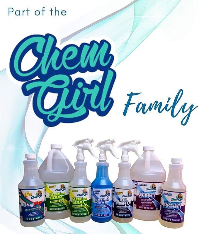 Chem-Girl OxyPro Concentrated Multi-Purpose Surface Cleaner to the Rescue - Chlorine-Free, Oxygen-Powered Stain & Odor Remover, 5 Percent Hydrogen Peroxide (H2O2), 1 Quart, 2-Pack