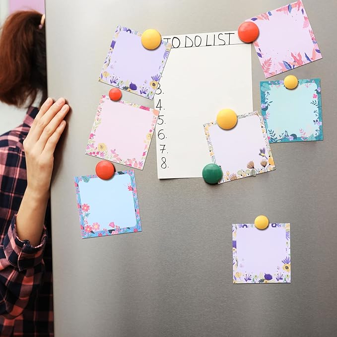 Zonon 12 Pads Cute Flower Sticky Notes 3'' x 3'' Summer Floral Sticky Memo Notes 6 Styles Floral Notepads for School Office Tea Party Gift Birthday Baby Shower Party Favor Notepads Message Reminder