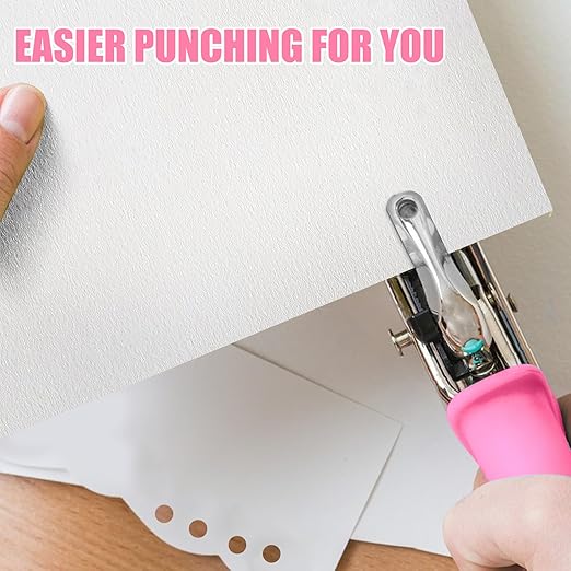 2 PCS Hole Punch, Diameter 1/4" and 1/8" Single Hole Punch, with Pink Soft Grip Hole Puncher Single, for Home, Office and Study, Suitable for Various Cardboard, Labels, and Scrapbooks