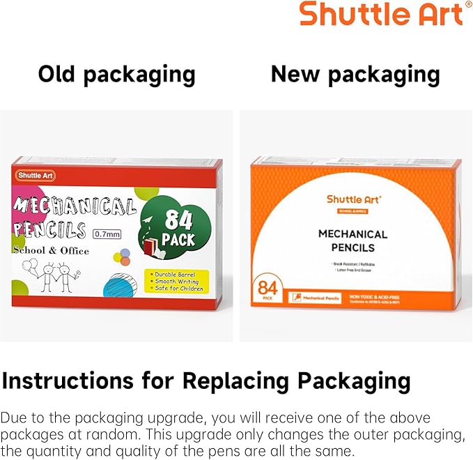 Shuttle Art Mechanical Pencils, 84 Pack Bulk Mechanical Pencils 0.7mm Medium Point, HB #2 Lead, Assorted Barrels, Office School Supplies