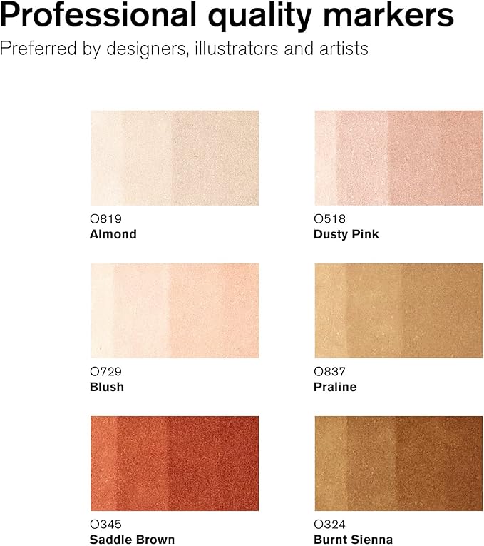 Winsor & Newton ProMarker Brush Set, 6 Count, Skin Tones