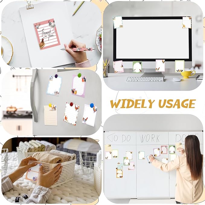 24 Pcs Chicken Sticky Notes with Pens Themed Gifts Self Adhesive Notepad Cute Memo Notes Pads Black Ink Ballpoint Pen for Chicken Lover Gifts Office School Students Teacher Supplies
