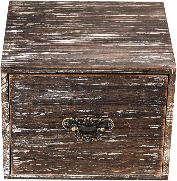 Office Desk Organizer with Drawers Dark Brown Vintage Square Wood Desktop Storage Box Workspace School Supplies Farmhouse Kitchen Countertop Makeup Storage bins for Home Toiletries Supplies Vanity……